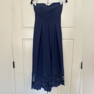 VENUS Navy Blue Strapless Jumpsuit